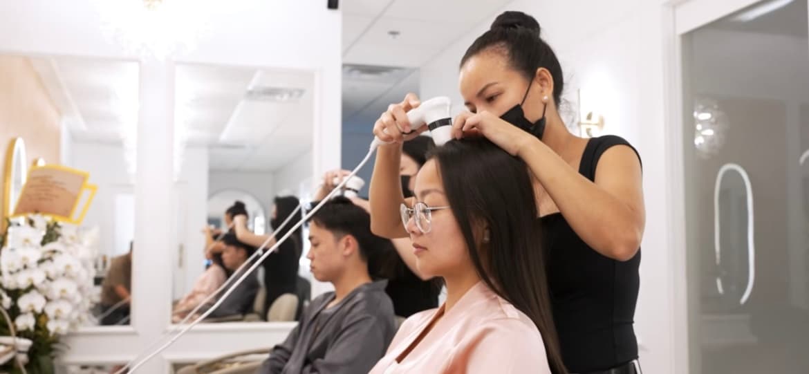 Side-by-side couples head spa treatment at Lavie Bella in Artesia, CA